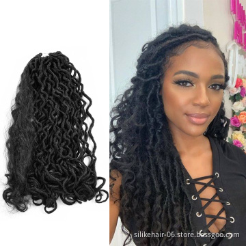 18inch Long Curly Red Brown Goddess Faux Locs Crochet Braiding Hair Women Fluffy Passion Twist Synthetic Hair Extensions
